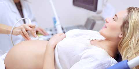 fetal ultrasound test of pregnant woman baby in sight
